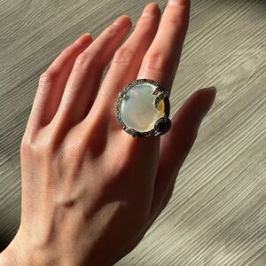 Mother Pearl Circle Marcasite Ring
